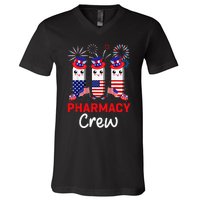 Pharmacy Crew 4th Of July Cute Pills American Patriotic V-Neck T-Shirt