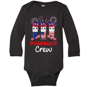 Pharmacy Crew 4th Of July Cute Pills American Patriotic Baby Long Sleeve Bodysuit