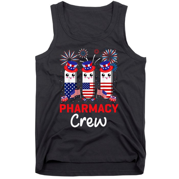 Pharmacy Crew 4th Of July Cute Pills American Patriotic Tank Top