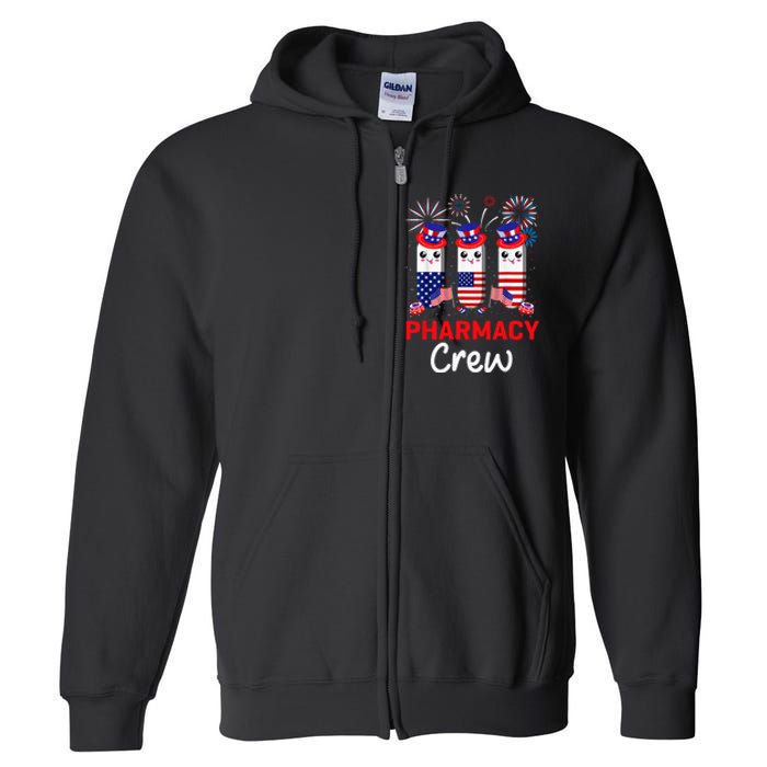 Pharmacy Crew 4th Of July Cute Pills American Patriotic Full Zip Hoodie