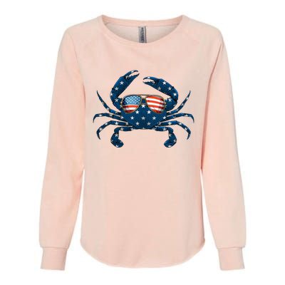 Patriotic Crab 4th Of July Usa Crustacean Seafood Crabbing Womens California Wash Sweatshirt