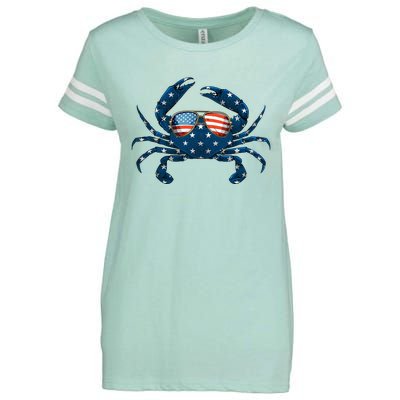 Patriotic Crab 4th Of July Usa Crustacean Seafood Crabbing Enza Ladies Jersey Football T-Shirt