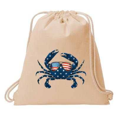 Patriotic Crab 4th Of July Usa Crustacean Seafood Crabbing Drawstring Bag