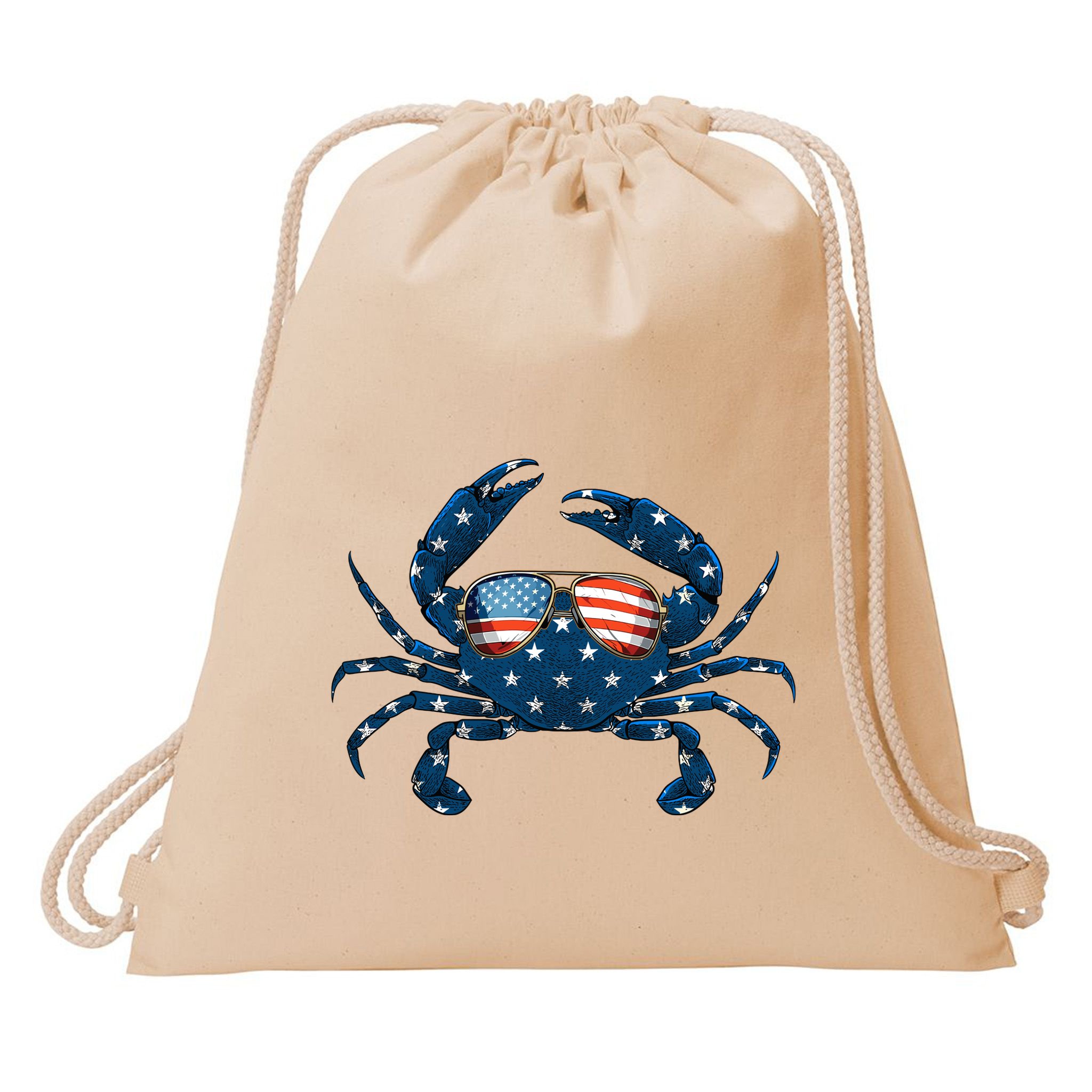Patriotic Crab 4th Of July Usa Crustacean Seafood Crabbing Drawstring Bag