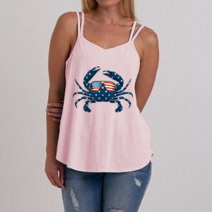 Patriotic Crab 4th Of July Usa Crustacean Seafood Crabbing Women's Strappy Tank