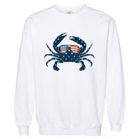 Patriotic Crab 4th Of July Usa Crustacean Seafood Crabbing Garment-Dyed Sweatshirt