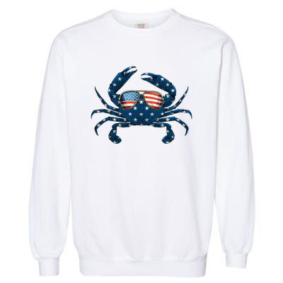 Patriotic Crab 4th Of July Usa Crustacean Seafood Crabbing Garment-Dyed Sweatshirt