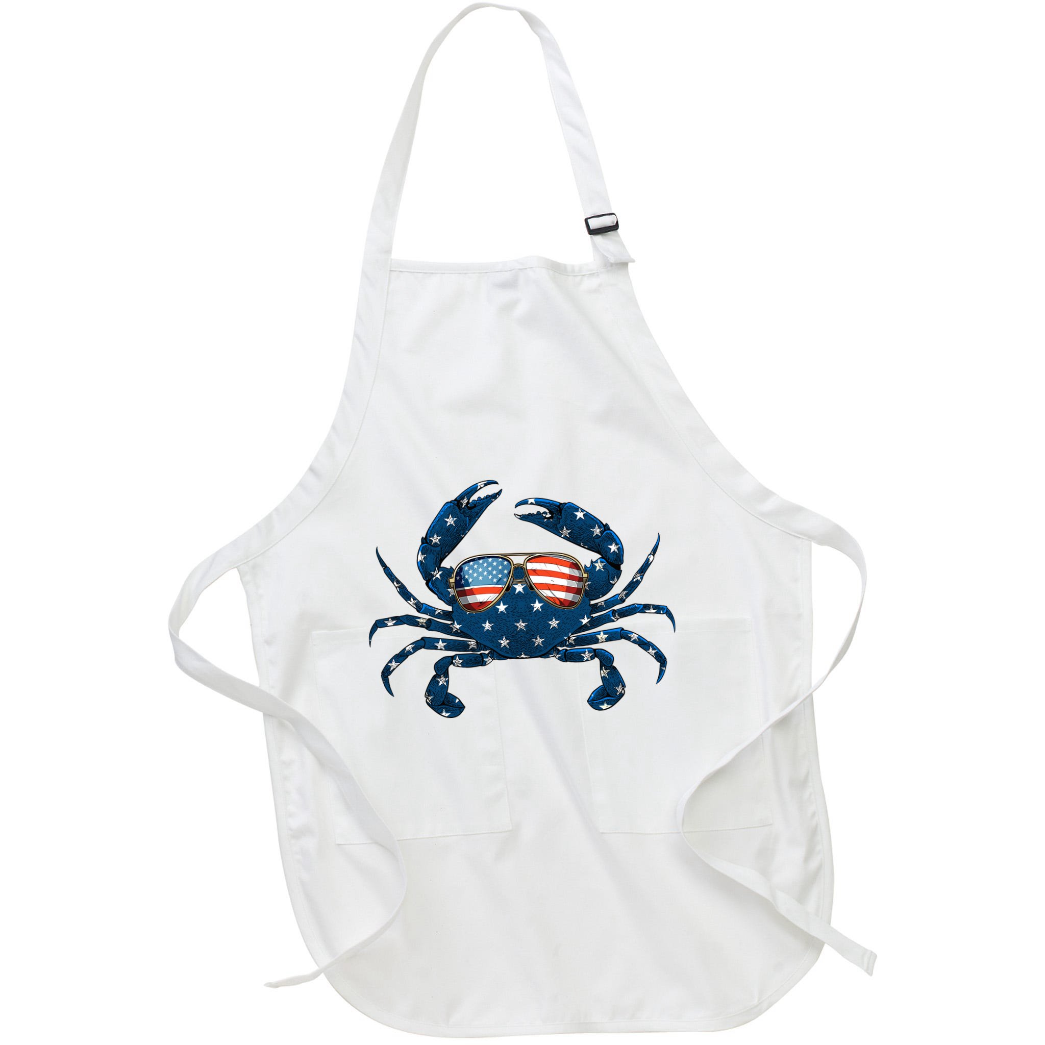 Patriotic Crab 4th Of July Usa Crustacean Seafood Crabbing Apron