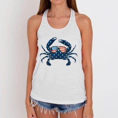 Patriotic Crab 4th Of July Usa Crustacean Seafood Crabbing Women's Knotted Racerback Tank