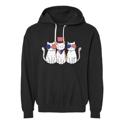 Patriotic Cat 4th Of July Funny Kitten Cat Lover Pet Owner Garment-Dyed Fleece Hoodie