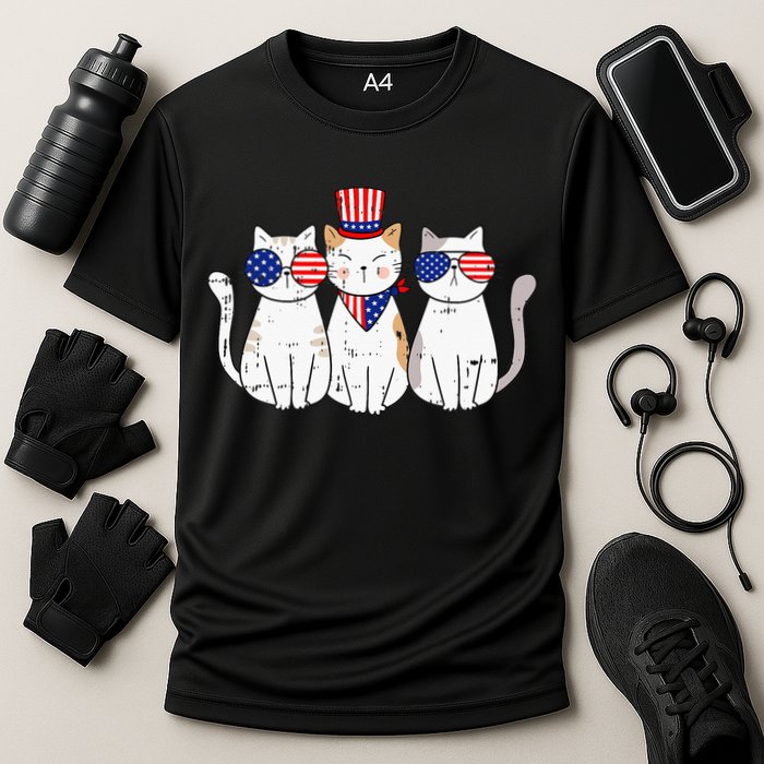 Patriotic Cat 4th Of July Funny Kitten Cat Lover Pet Owner Cooling Performance Crew T-Shirt