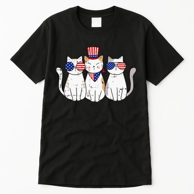Patriotic Cat 4th Of July Funny Kitten Cat Lover Pet Owner Tall T-Shirt