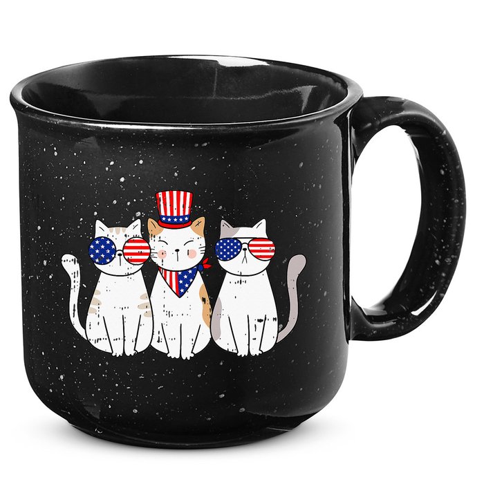 Patriotic Cat 4th Of July Funny Kitten Cat Lover Pet Owner 15oz Campfire Ceramic Mug