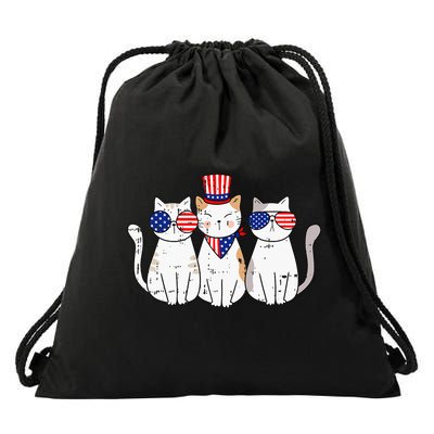 Patriotic Cat 4th Of July Funny Kitten Cat Lover Pet Owner Drawstring Bag