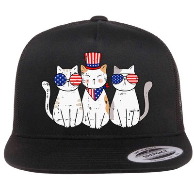 Patriotic Cat 4th Of July Funny Kitten Cat Lover Pet Owner Flatbill Hat