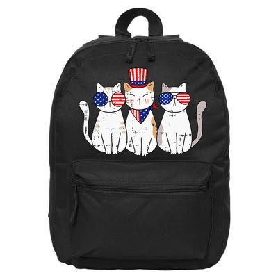 Patriotic Cat 4th Of July Funny Kitten Cat Lover Pet Owner 16 in Basic Backpack