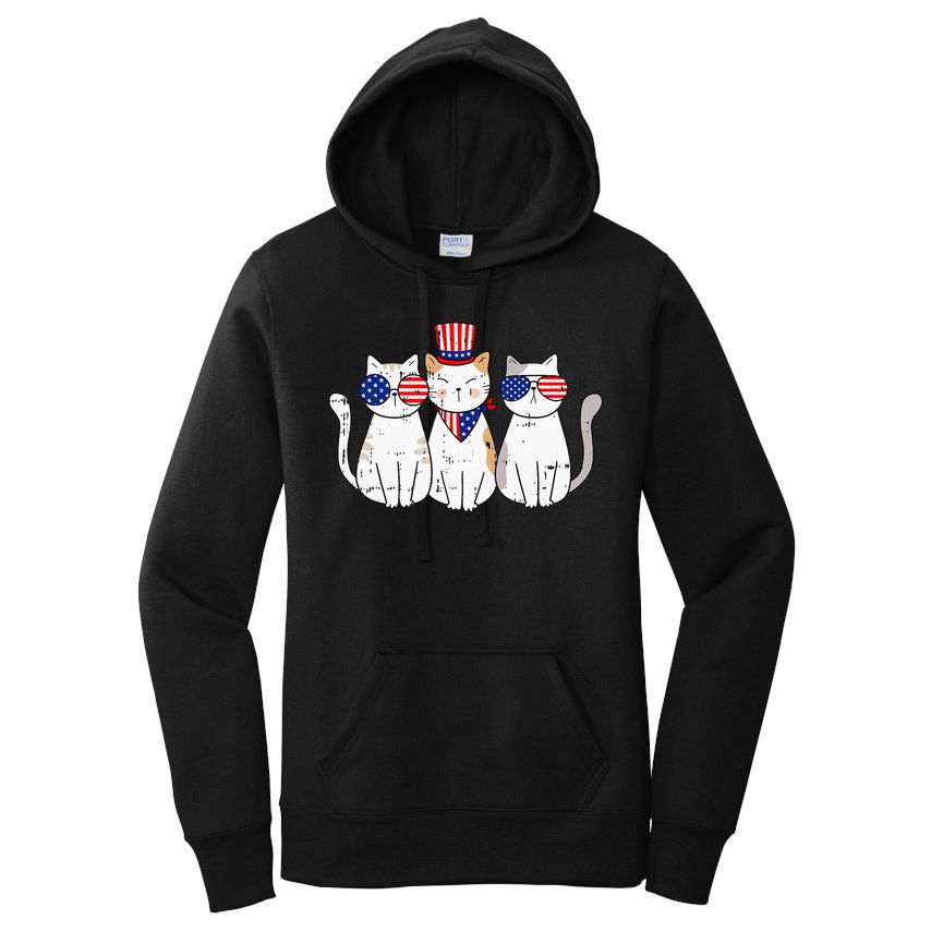 Patriotic Cat 4th Of July Funny Kitten Cat Lover Pet Owner Women's Pullover Hoodie