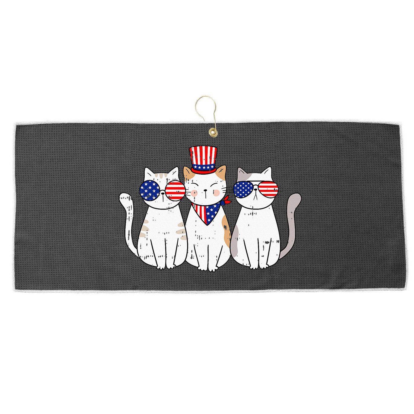 Patriotic Cat 4th Of July Funny Kitten Cat Lover Pet Owner Large Microfiber Waffle Golf Towel