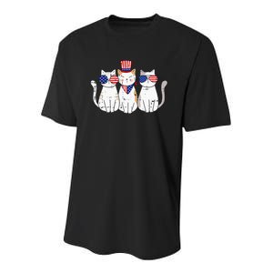 Patriotic Cat 4th Of July Funny Kitten Cat Lover Pet Owner Youth Performance Sprint T-Shirt