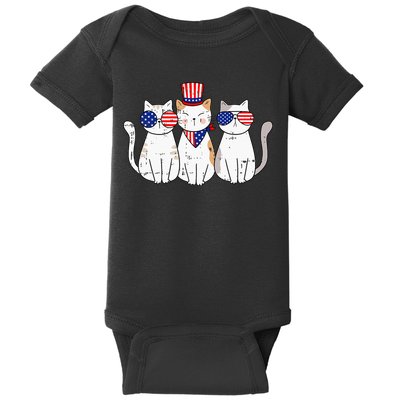 Patriotic Cat 4th Of July Funny Kitten Cat Lover Pet Owner Baby Bodysuit