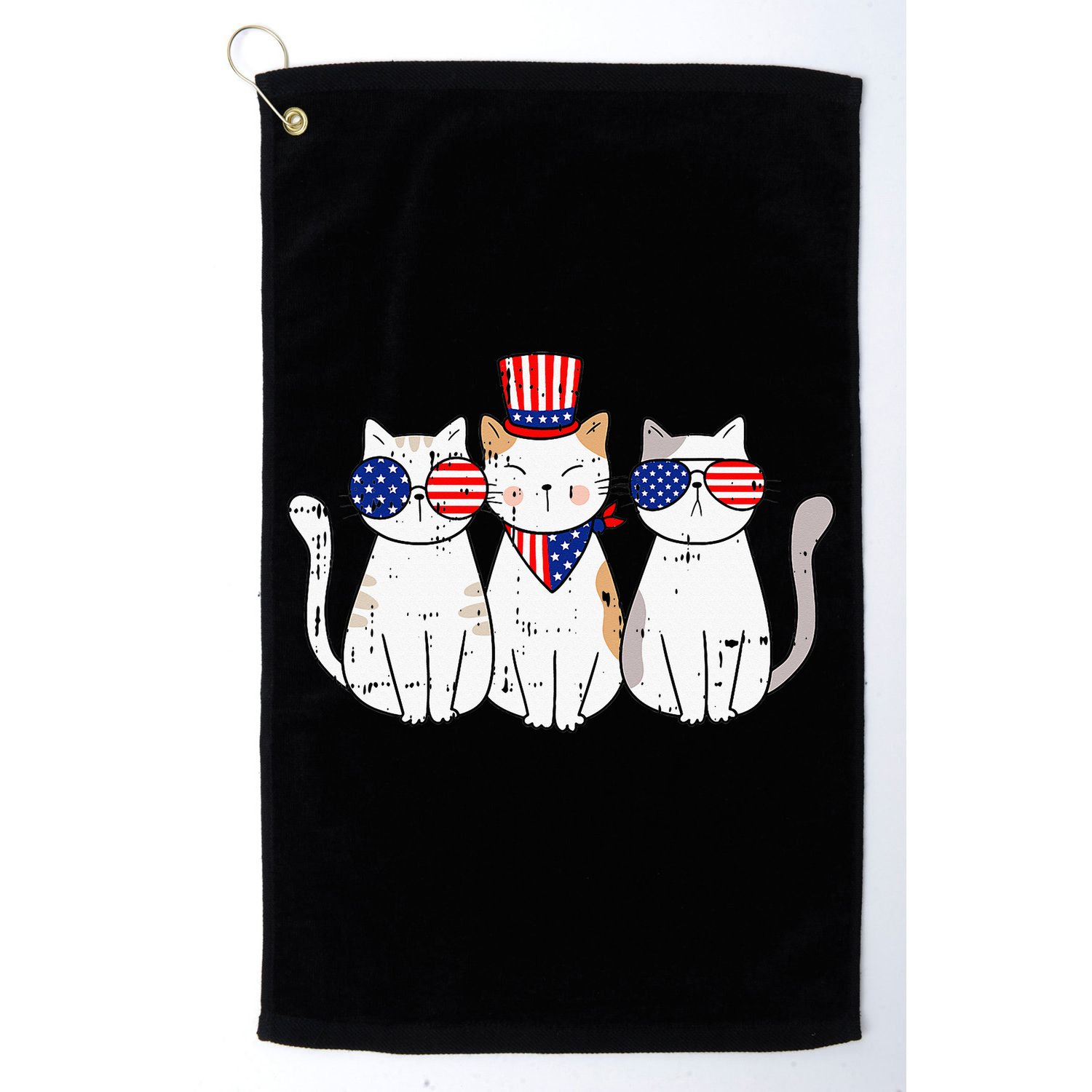 Patriotic Cat 4th Of July Funny Kitten Cat Lover Pet Owner Golf Towel