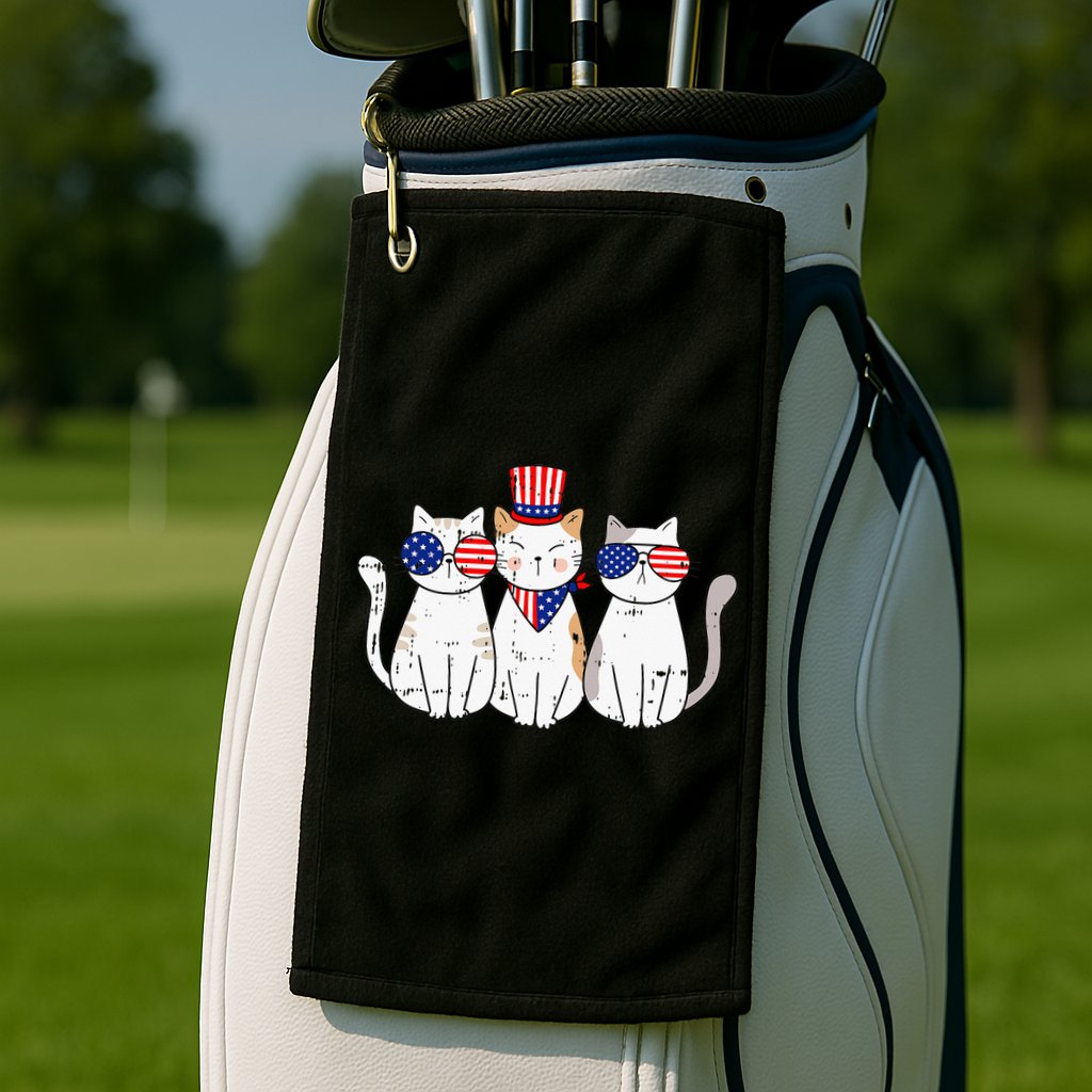 Patriotic Cat 4th Of July Funny Kitten Cat Lover Pet Owner Golf Towel