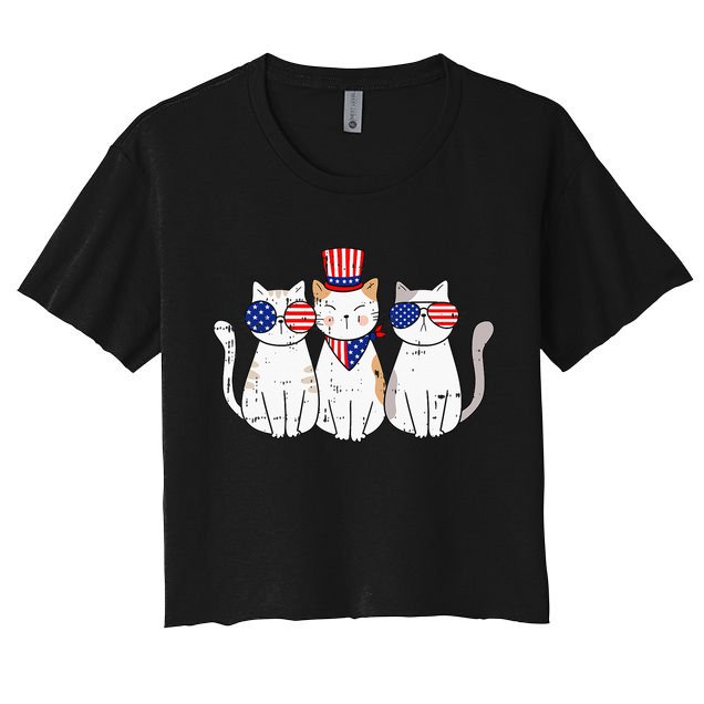 Patriotic Cat 4th Of July Funny Kitten Cat Lover Pet Owner Crop Top
