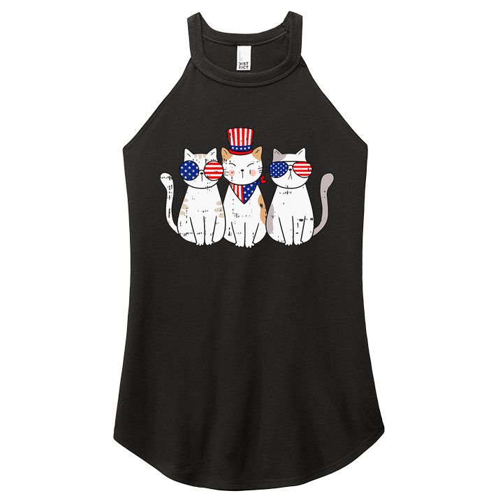 Patriotic Cat 4th Of July Funny Kitten Cat Lover Pet Owner Women's Perfect Tri Rocker Tank