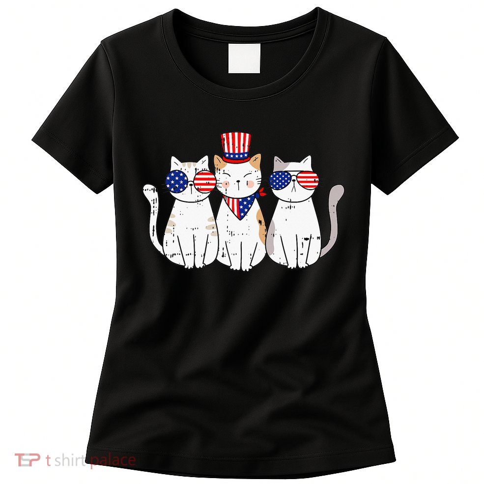 Patriotic Cat 4th Of July Funny Kitten Cat Lover Pet Owner Womens T-Shirt