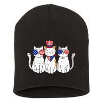 Patriotic Cat 4th Of July Funny Kitten Cat Lover Pet Owner Short Acrylic Beanie