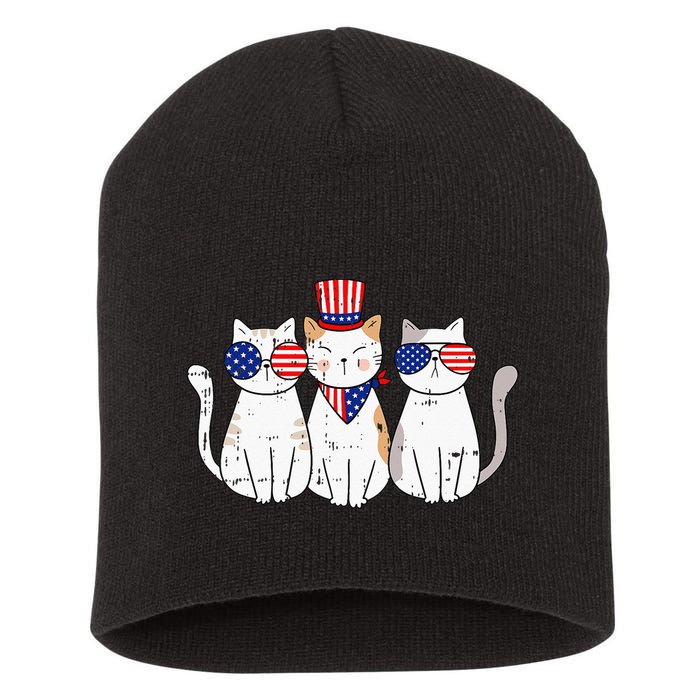 Patriotic Cat 4th Of July Funny Kitten Cat Lover Pet Owner Short Acrylic Beanie