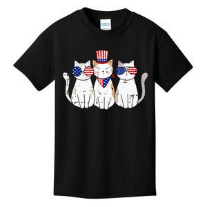 Patriotic Cat 4th Of July Funny Kitten Cat Lover Pet Owner Kids T-Shirt