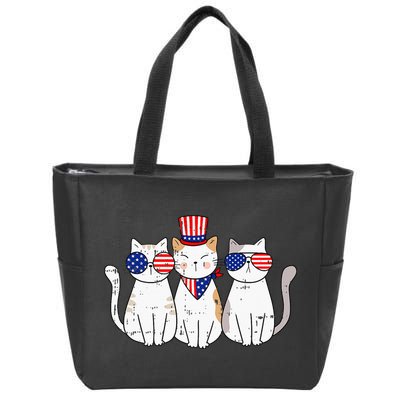 Patriotic Cat 4th Of July Funny Kitten Cat Lover Pet Owner Zip Tote Bag