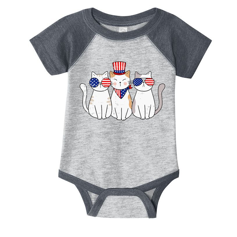 Patriotic Cat 4th Of July Funny Kitten Cat Lover Pet Owner Infant Baby Jersey Bodysuit
