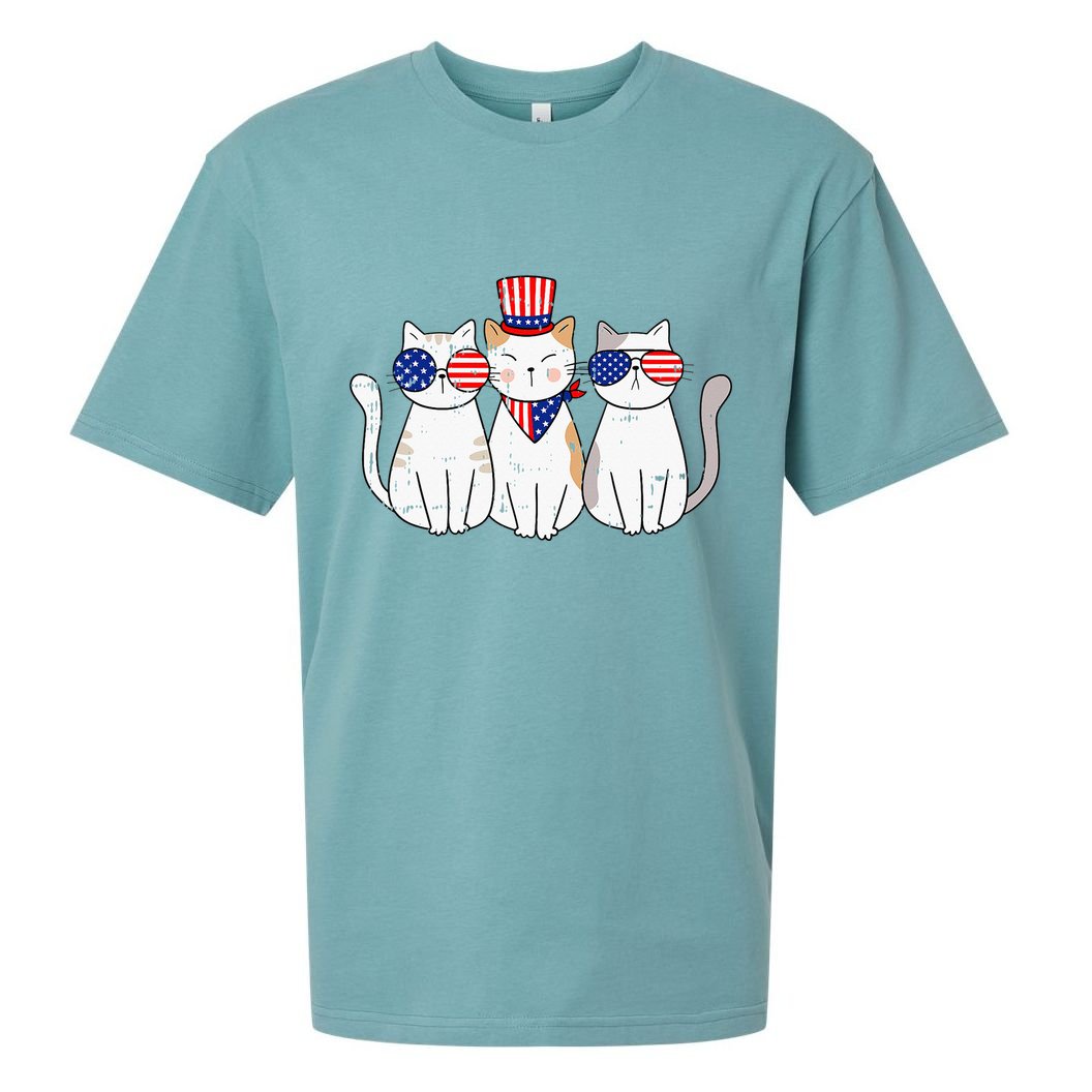 Patriotic Cat 4th Of July Funny Kitten Cat Lover Pet Owner Sueded Cloud Jersey T-Shirt