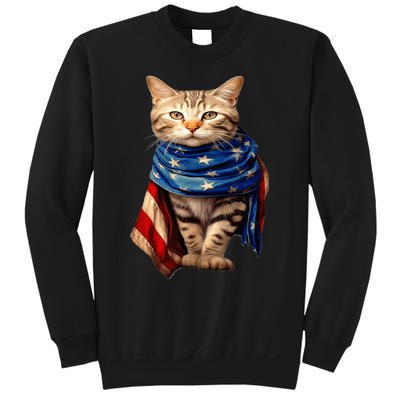 Patriotic Cat 4Th Of July USA American Flag Sweatshirt