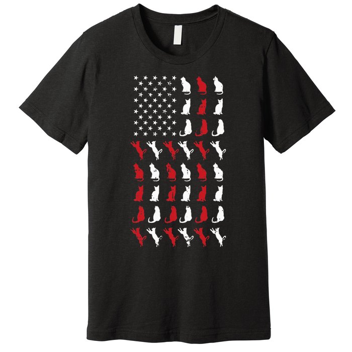 Patriotic Cat 4th Of July Vintage American Flag Pet Lover Premium T-Shirt