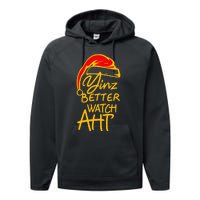 Pittsburgh Christmas 412 Yinzer Santa Yinz Better Watch Aht Performance Fleece Hoodie