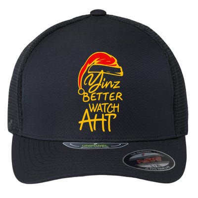 Pittsburgh Christmas 412 Yinzer Santa Yinz Better Watch Aht Flexfit Unipanel Trucker Cap