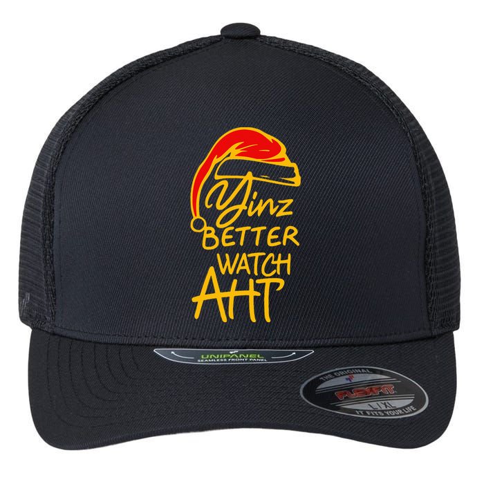 Pittsburgh Christmas 412 Yinzer Santa Yinz Better Watch Aht Flexfit Unipanel Trucker Cap