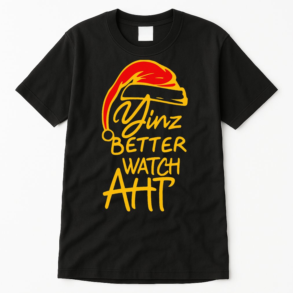 Pittsburgh Christmas 412 Yinzer Santa Yinz Better Watch Aht Tall T-Shirt