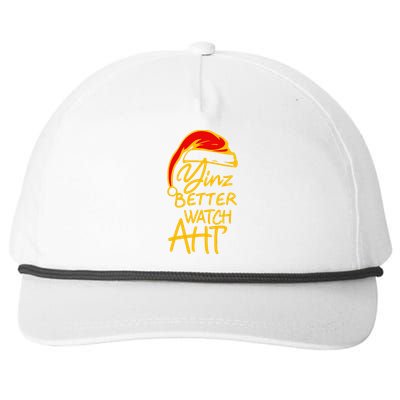 Pittsburgh Christmas 412 Yinzer Santa Yinz Better Watch Aht Snapback Five-Panel Rope Hat