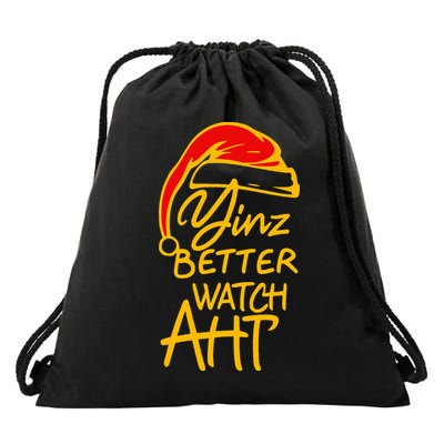 Pittsburgh Christmas 412 Yinzer Santa Yinz Better Watch Aht Drawstring Bag