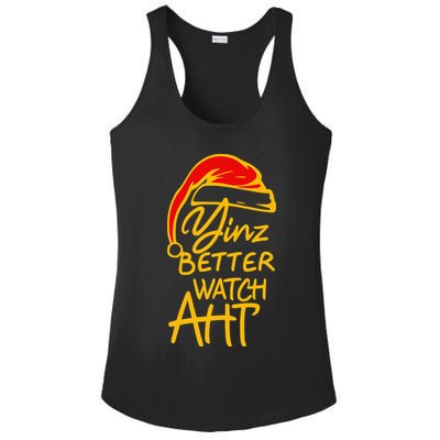 Pittsburgh Christmas 412 Yinzer Santa Yinz Better Watch Aht Ladies PosiCharge Competitor Racerback Tank