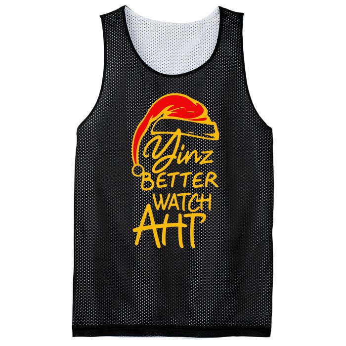 Pittsburgh Christmas 412 Yinzer Santa Yinz Better Watch Aht Mesh Reversible Basketball Jersey Tank