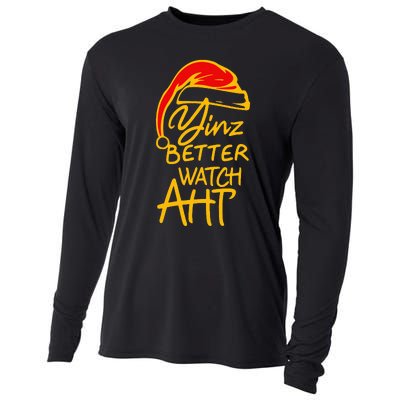 Pittsburgh Christmas 412 Yinzer Santa Yinz Better Watch Aht Cooling Performance Long Sleeve Crew