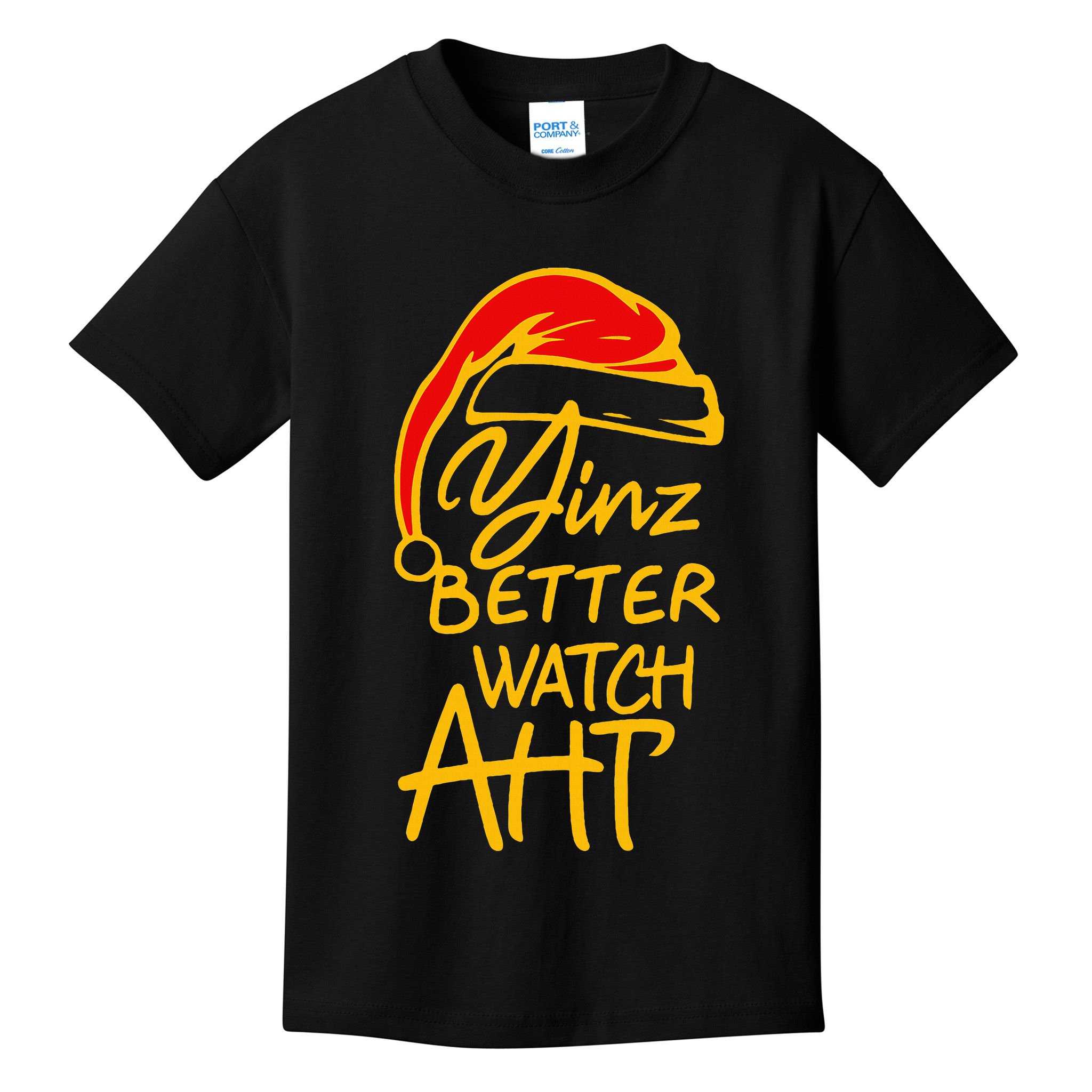 Pittsburgh Christmas 412 Yinzer Santa Yinz Better Watch Aht Kids T-Shirt