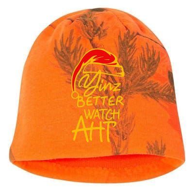 Pittsburgh Christmas 412 Yinzer Santa Yinz Better Watch Aht Kati - Camo Knit Beanie