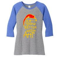 Pittsburgh Christmas 412 Yinzer Santa Yinz Better Watch Aht Funny Gift Women's Tri-Blend 3/4-Sleeve Raglan Shirt