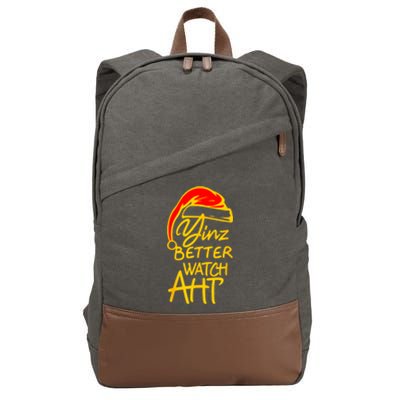 Pittsburgh Christmas 412 Yinzer Santa Yinz Better Watch Aht Funny Gift Cotton Canvas Backpack